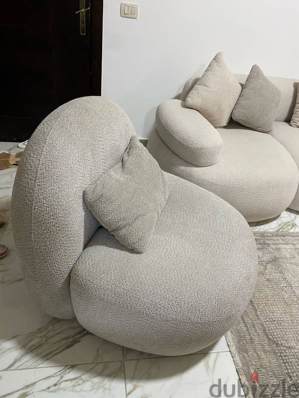 Modern Sofa 300cm - Beige + sofa chair 4