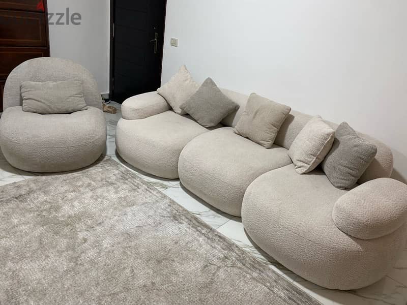 Modern Sofa 300cm - Beige + sofa chair 6