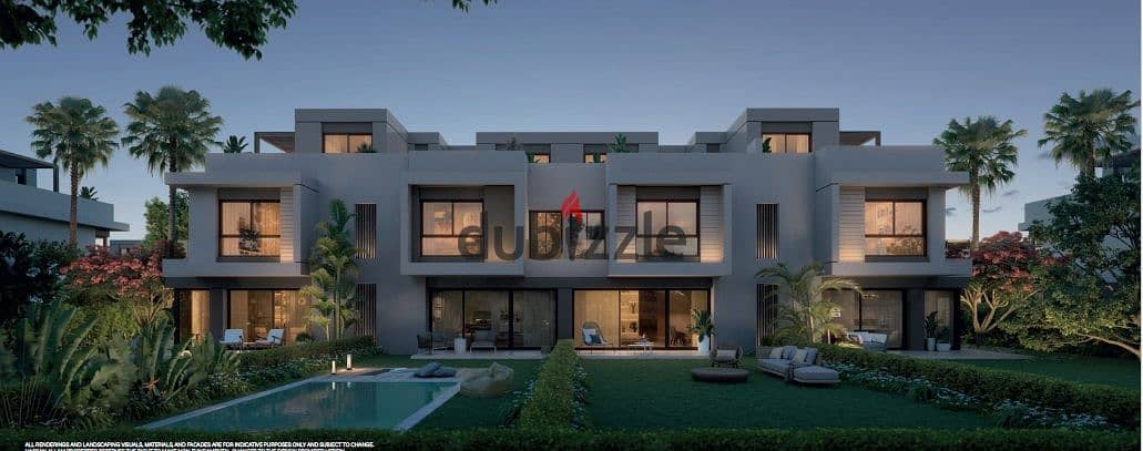 "Townhouse for sale at a special price in Swan Lake West, Hassan Allam, next to Palm Hills and Al Jazeera Club. 0