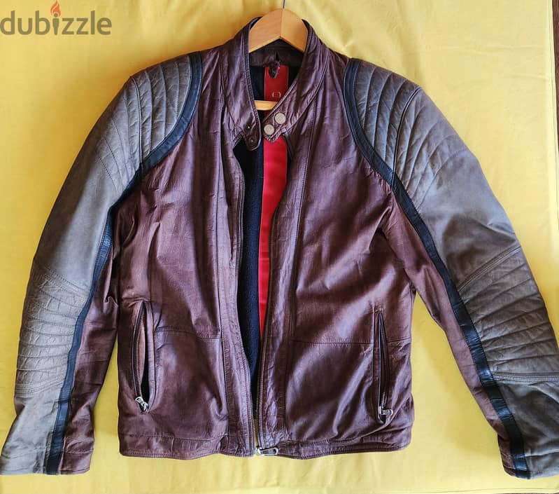 Vintage motorbike race jacket - جاكيت ريس جلد طبيعي 0