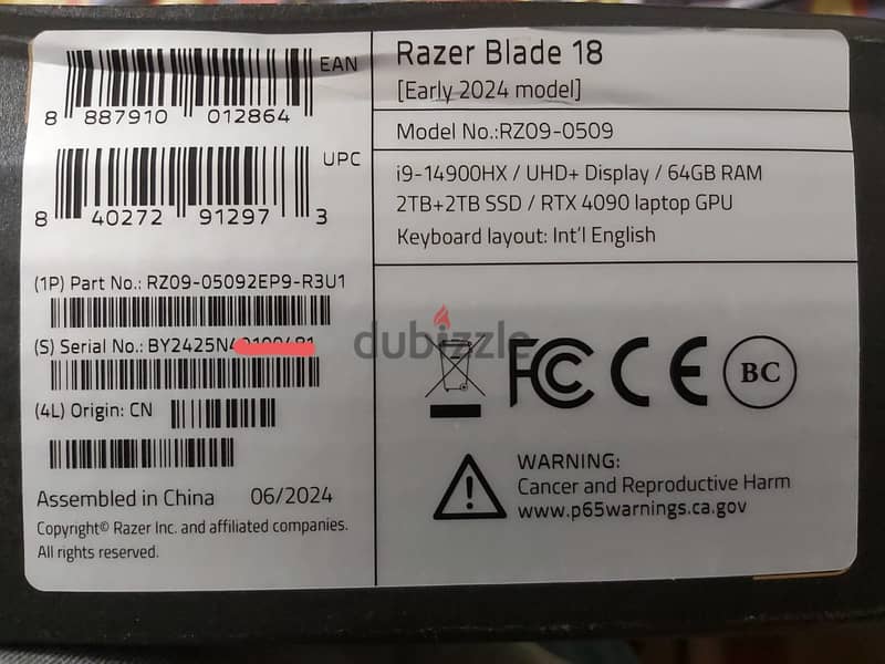 RAZER BLADE 18 / i9-14900HX / RTX 4090 / 64GB / 4TB / 4K UHD 200Hz 1