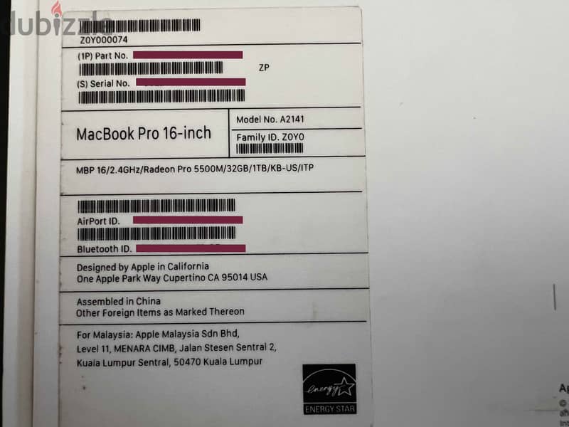 Macbook pro 16 inch i9 32 ram 1tb drive late 2019 7