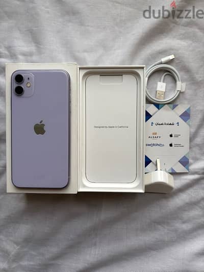 iphone 11 purple 128 giga with box and charger from switch plus