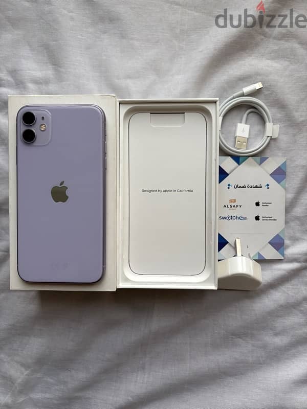 iphone 11 purple 128 giga with box and charger from switch plus 0