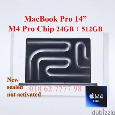 MacBook Pro 14 ( M4 Pro ) 24GB + 512GB جديد متبرشم ضمان الوكيل