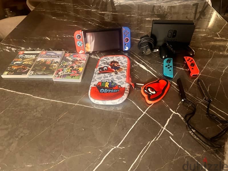 Nintendo Switch Bundle – Great Condition + 3 Games & Mario Case 2