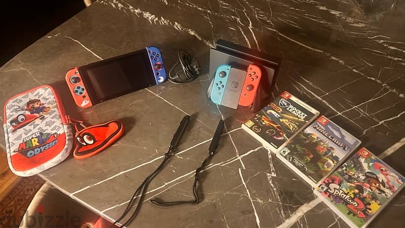 Nintendo Switch Bundle – Great Condition + 3 Games & Mario Case 7