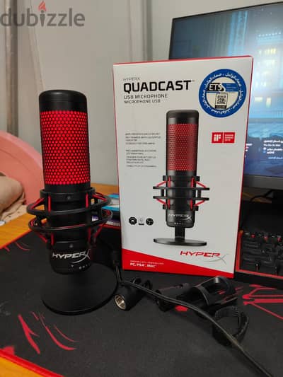 مايك  HyperX QuadCast بحاله ممتازه جدااا