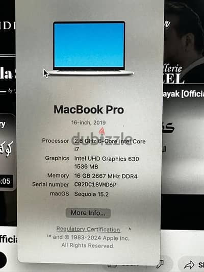 MacBook Pro model A2141 16 inch i7 16 ram 512 hard 2019