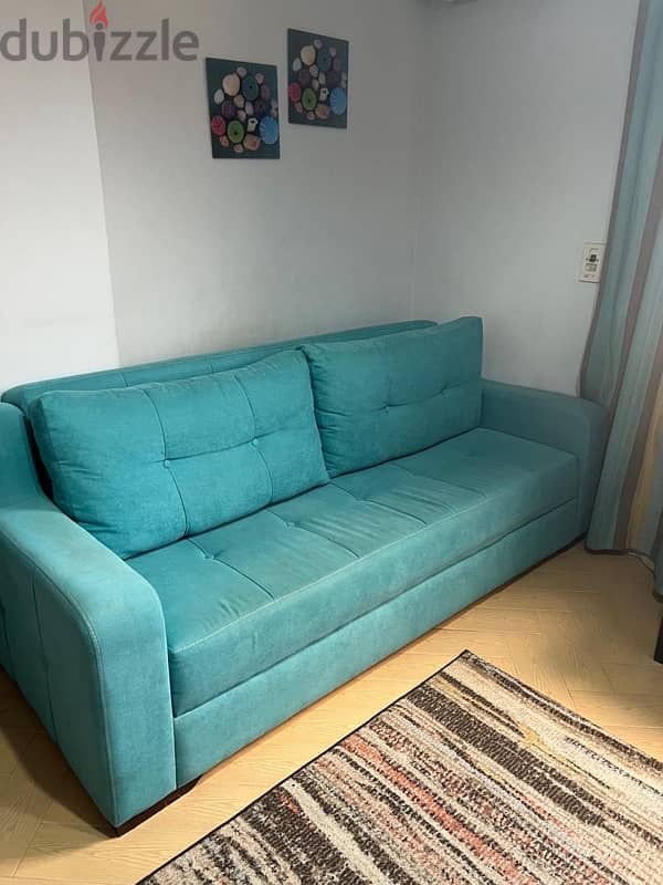 aqua blue sofa bed with storage 1