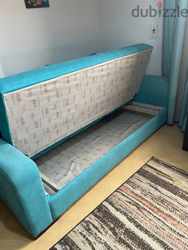 aqua blue sofa bed with storage 3