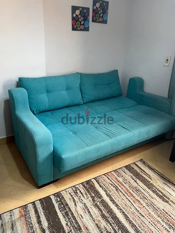 aqua blue sofa bed with storage 4