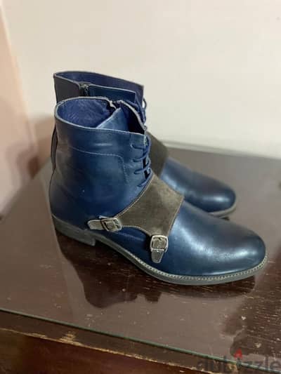 blue men turkie lather boot size 45