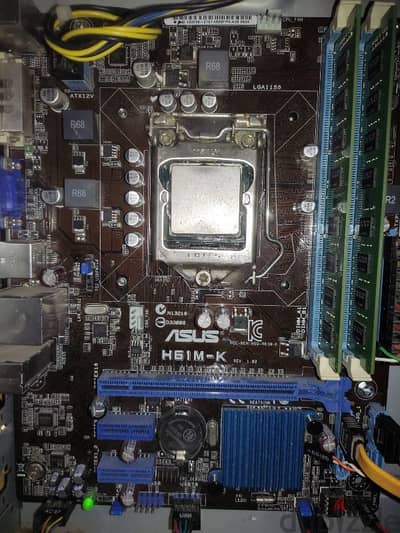 cpu 2.8 dual core g840 with fan+motherboard asus h61+ram 4 giga 2*2