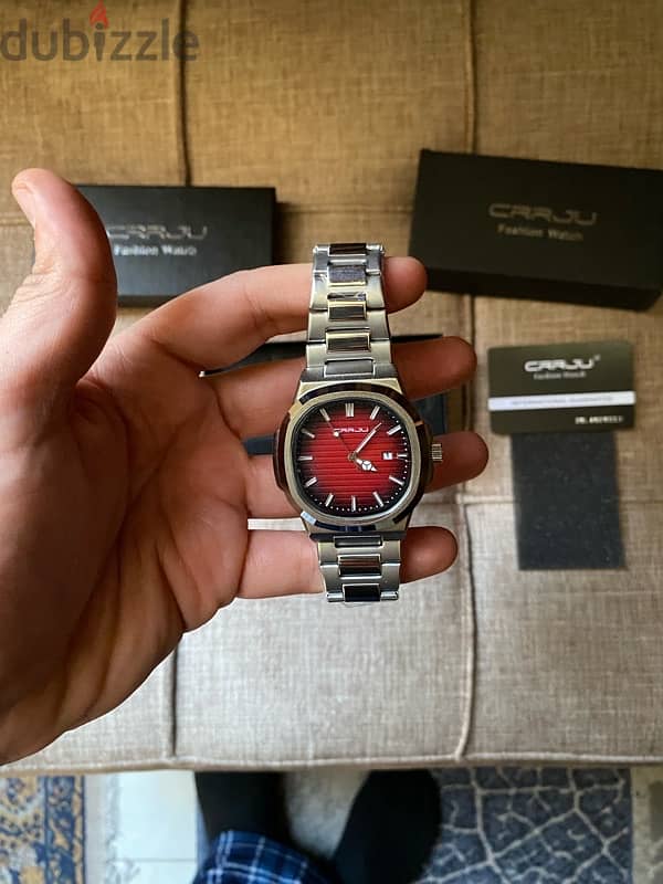 CRRJU Bloody Red watch with boxساعه رجالي 0