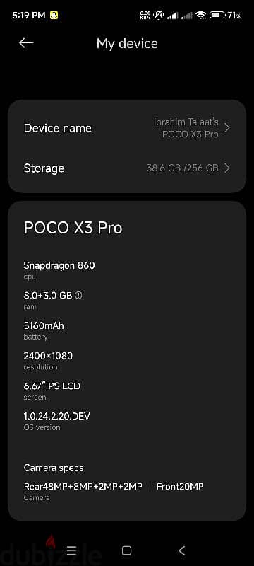 Poco x3 pro 256 8 gb Ram 7