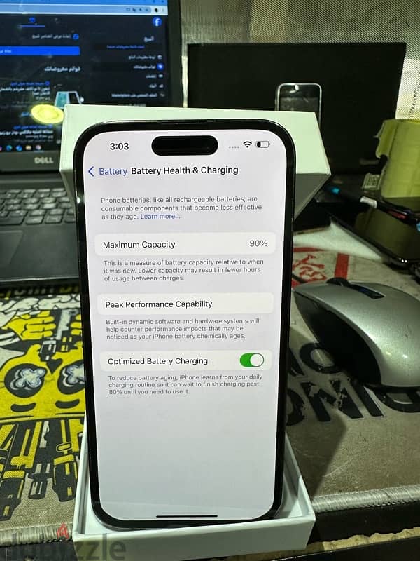 ايفون ١٤ برو ٥١٢ بطاريه ٩٠٪؜ بحالته معاه ضمان ٦ شهور معاه العلبه 2