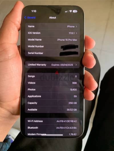 iphone 15pro max 256Gb