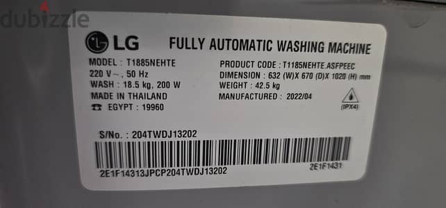 LG Washing Machine Top Load Washer, 18.5 kg, Smart Inverter Control