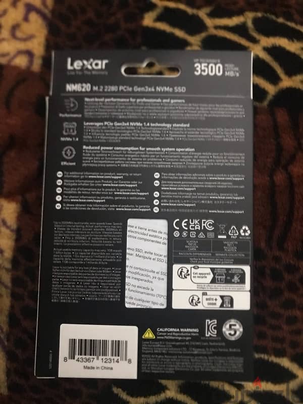 SSD Lexar 265GB NM620 M. 2 2280 NVMe 1