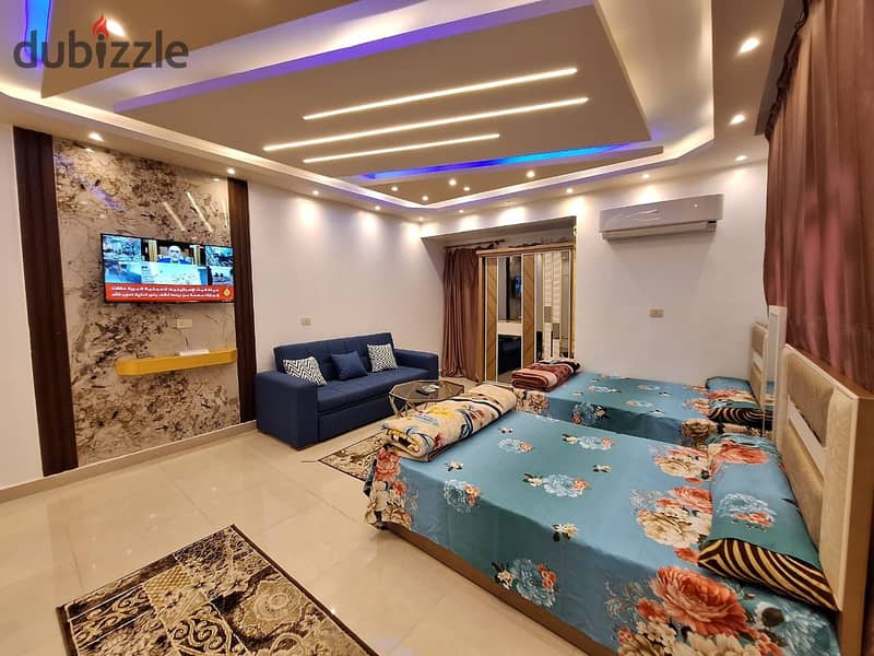 Luxuriously furnished hotel studio, fully air-conditioned, with all appliances and luxuries, in a prime location in Nasr City, on Abbas El Akkad Stree 0