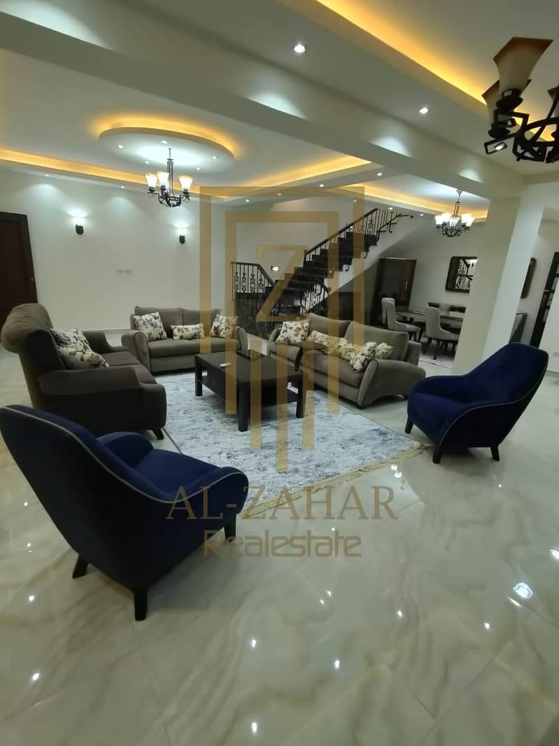 Furnished hotel villa for rent in Al-Rehab 0