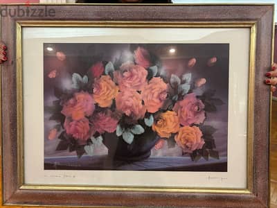 Flower arrangement painting with matching frame