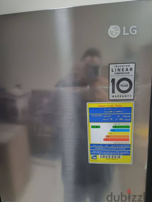 ثلاجة 530 لتر LG (جديده و بنص تمنها) إنفرتر ديجيتال  4 أبواب لون فضي 1