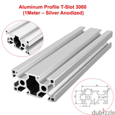 Aluminum Profile Extrusion T-Slot 3060 (1M – Silver Anodized)