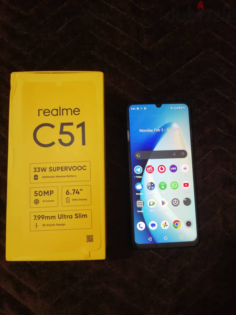 Realme C51 مساحة 128 / رام 4 3