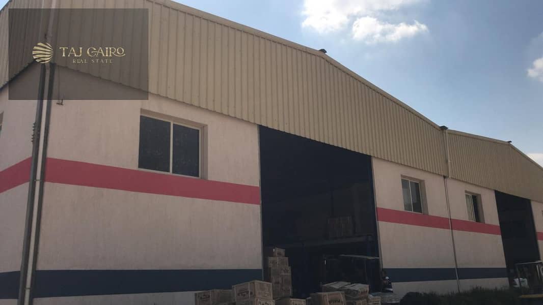 Factory 23 thousand square meters for sale in Ismailia   It has 7,000 divided structures, 5,000 trusses and a 600 m administrative building, ground fl 0