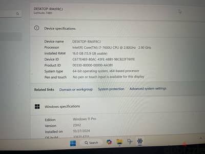 Dell latitude 7480 core i7 جيل سابع