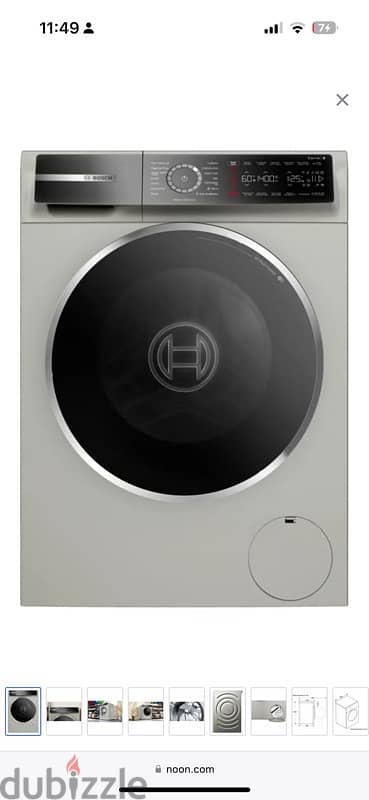 Series 8 washing machine, frontloader fullsize 9 kg , Silver inox