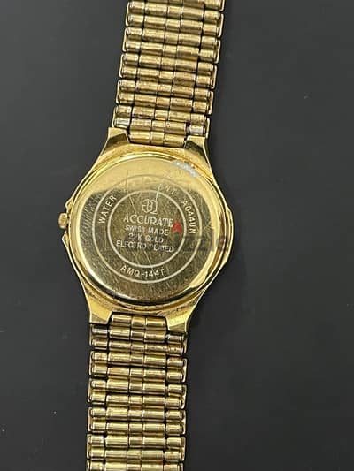 Accurate Watch Swiss Made Gold plated 22k اكيوريت