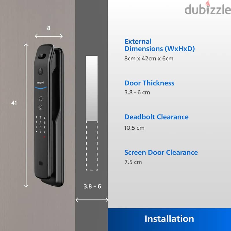 قفل باب منزل سمارت فيليبس EasyKey Series بمقبض سحب  ذهبي- DDL709-FV 2