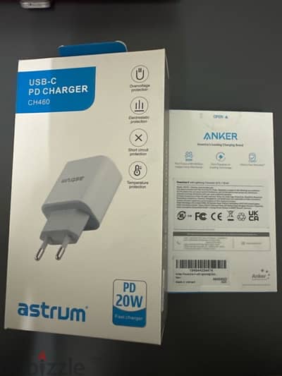 شاحن ايفون سريع astrum + وصلة ANKER بطول ٢ متر جديد بالكارتونة