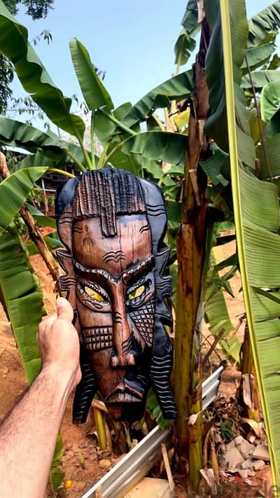 Authentic Hand-Carved African Tribal Mask koi