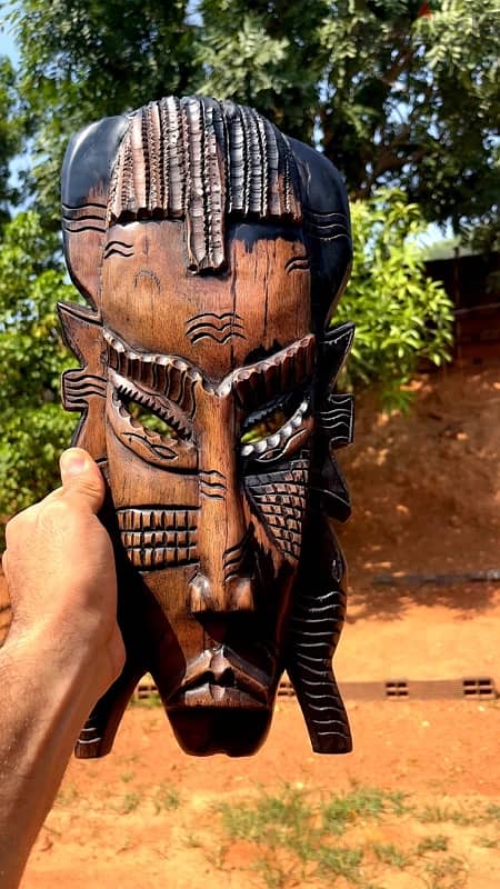 Authentic Hand-Carved African Tribal Mask koi 1