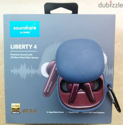 سماعة Soundcore Liberty 4 لون دم غزال مميز كسر زيرو بكامل مشتملاتها