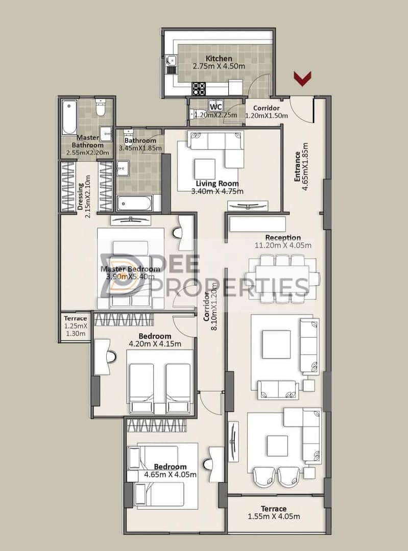 Apartment for sale, 228 square meters in coumpound Mruj (club view - direct plaza). Spaces not available in the company 0