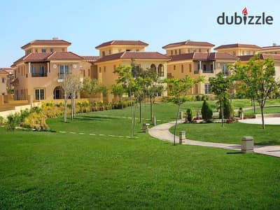 On Landscape and at the lowest Over Price in the market, a 4-room townhouse villa for sale in Hyde Park Compound, New Cairo, next Mivida Emaar Dunes