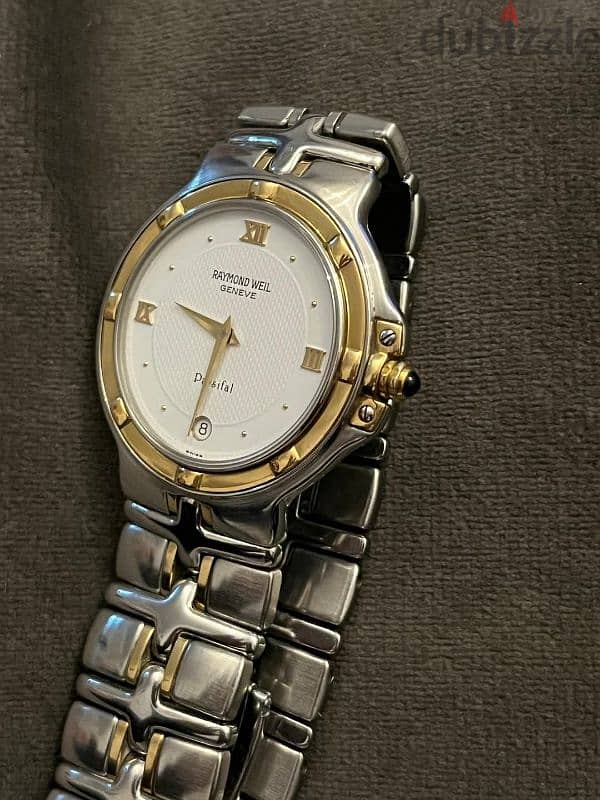 ساعه raymond weil جينيف سويسري اصلي كوارتز parsifal شمبر دهب عيار ١٨ 4