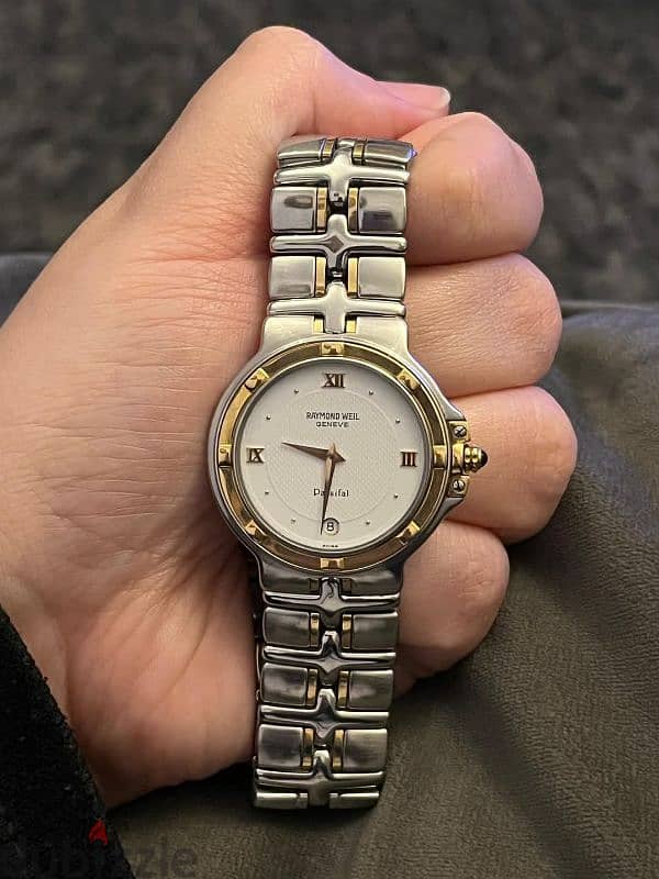 ساعه raymond weil جينيف سويسري اصلي كوارتز parsifal شمبر دهب عيار ١٨ 6