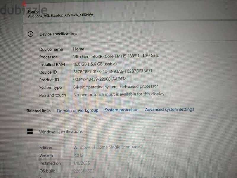 بالكرتونة والفاتورة والضمانAsus vivobook كور أي 5 جيل 13 رام 16 Core 5