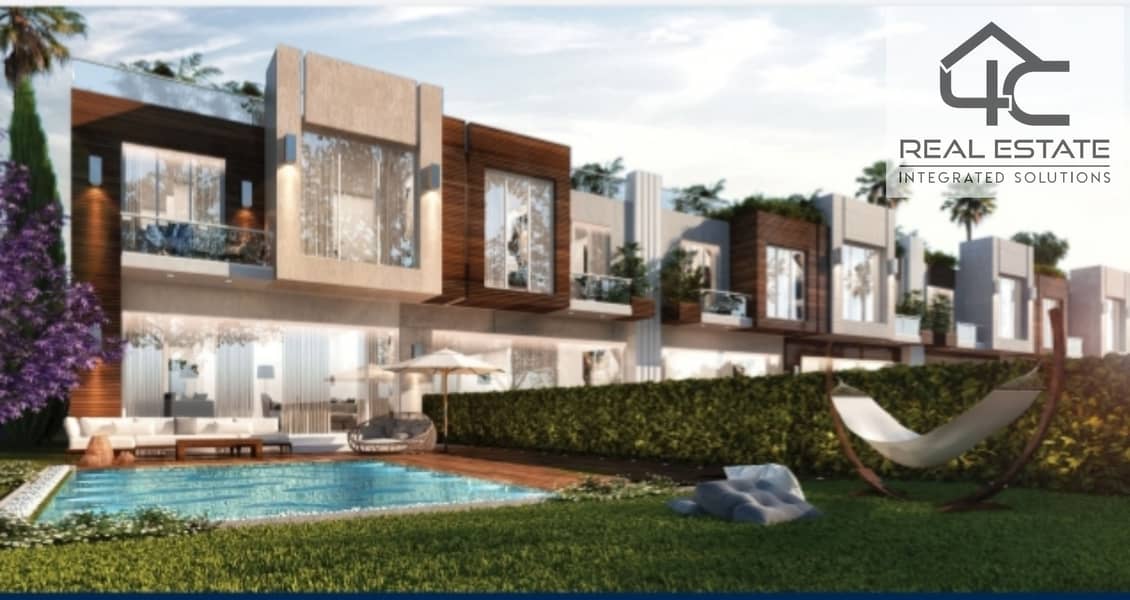 Villa townhouse Middle for sale in Azzar 2 Compound ready to move  225 m in the best location With down payment and installments 0