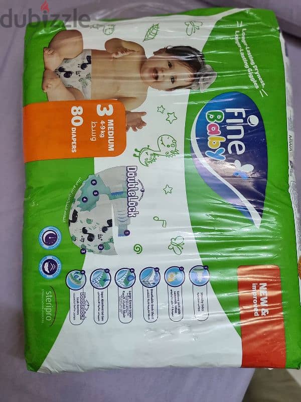 FINE BABY DIAPERS 80 3 Medium 0