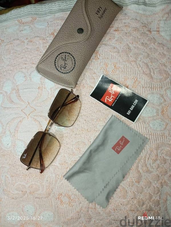 نظارة ريبان اصلية Ray. Ban Square RB 1971 شمس حريمى لون بنى 9