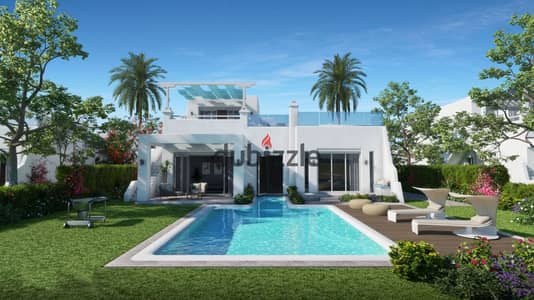 Independent villa, fully finished, prime location, first row to the sea, large area in Jefaira, in installments