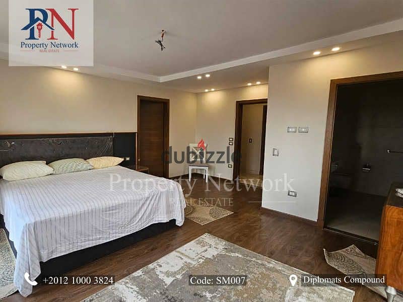 Fully Furnished  Roof Apartment 150 m2 with Roof 450 m2 for Rent in Diplomats Compound -New Cairo 0