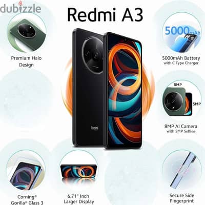 Xiaomi Redmi A3, 3GB RAM | 64GB ROM 6.71 Inches HD+ 90HZ Display, جديد